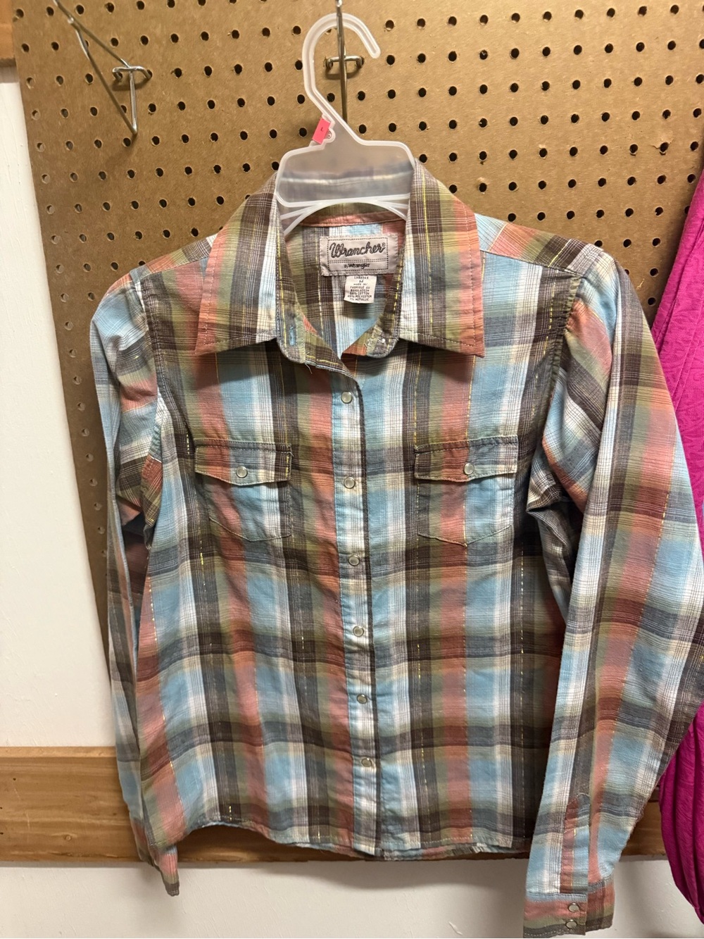 Wrangler Plaid Shirt in Blue, Pink, Brown